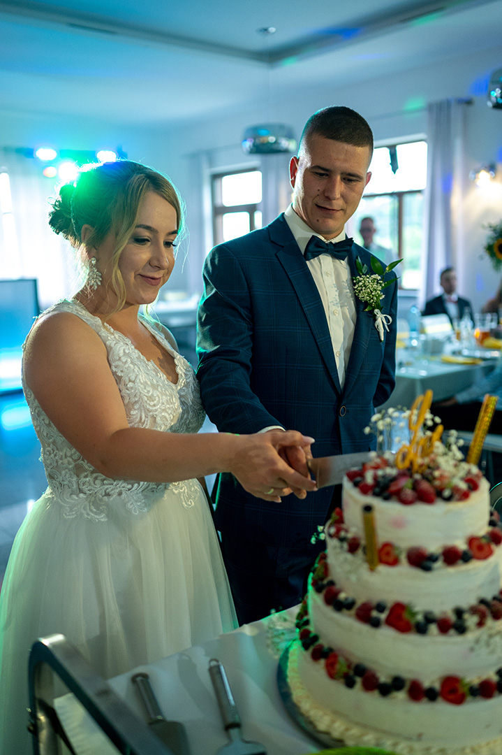 tort weselny wesele - fotograf ślubny - fotografia ślubna - zdjecia podczas wesela